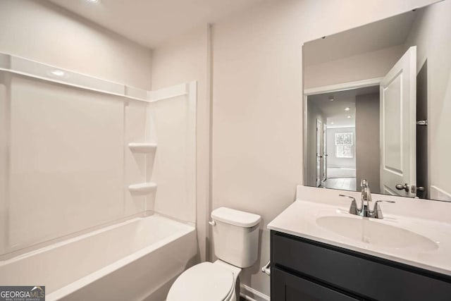 8491 Limerick Ln, Winston, GA 30187 - bathroom featuring toilet, shower / bath combination, and vanity