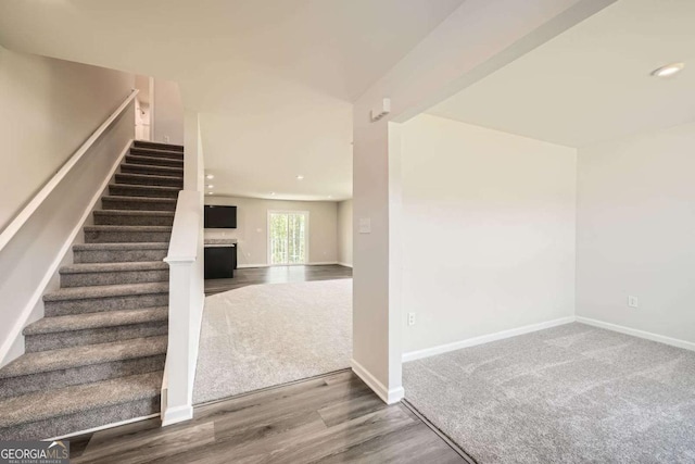 8491 Limerick Ln, Winston, GA 30187 - stairs with recessed lighting, baseboards, and wood finished floors