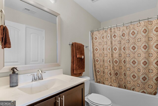 47 Reese Way, Savannah, GA 31419 - full bathroom with shower / bath combo with shower curtain, toilet, visible vents, and vanity