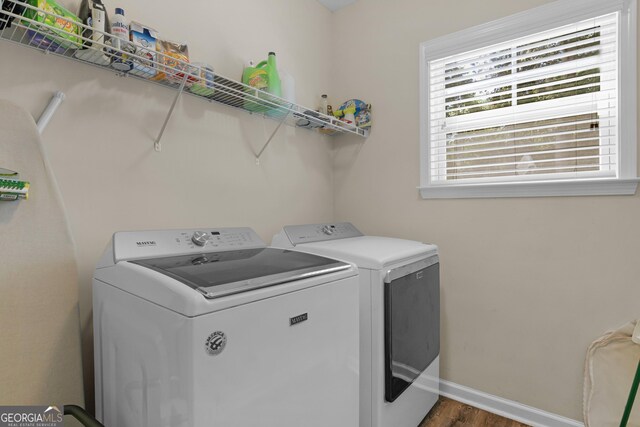 47 Reese Way, Savannah, GA 31419 - clothes washing area with washer and dryer, laundry area, wood finished floors, and baseboards