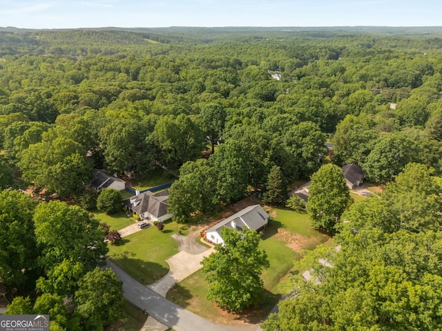 aerial view with a forest view