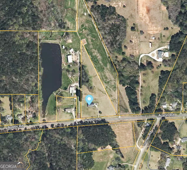 873 Austin Rd, Newnan, GA 30263 - aerial view of property's location with property parcel outlined