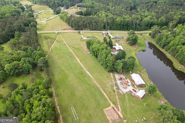 873 Austin Rd, Newnan, GA 30263 - aerial overview of property's location with a large body of water, rural landscape, and a heavily wooded area