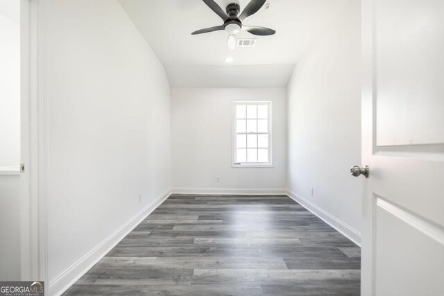 2349 Berthadale Ave, Macon, GA 31204 - empty room with a ceiling fan, baseboards, visible vents, and wood finished floors