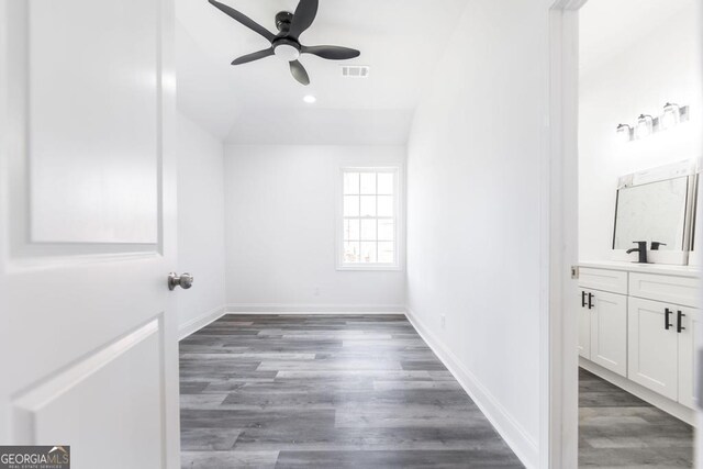 2349 Berthadale Ave, Macon, GA 31204 - interior space with visible vents, wood finished floors, baseboards, and a sink