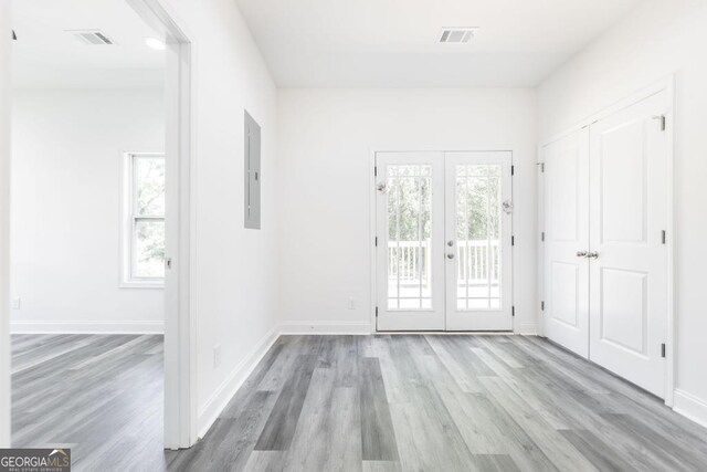 2349 Berthadale Ave, Macon, GA 31204 - interior space featuring french doors, visible vents, electric panel, and wood finished floors