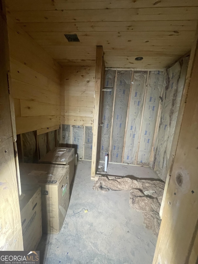 interior space with wood ceiling