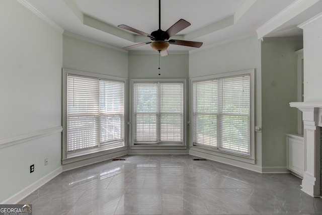 135 Magnolia Dr, Oxford, GA 30054 - interior space with a fireplace, a raised ceiling, baseboards, and a ceiling fan