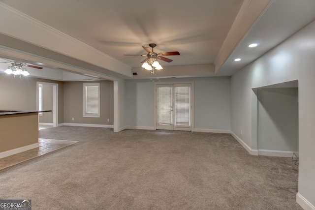 135 Magnolia Dr, Oxford, GA 30054 - interior space with a raised ceiling, baseboards, a ceiling fan, and recessed lighting