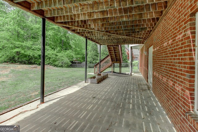 135 Magnolia Dr, Oxford, GA 30054 - wooden terrace featuring a yard, stairway, and a patio