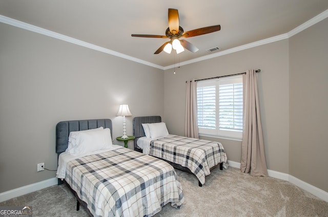 1340 Traditions Way, Jefferson, GA 30549 - bedroom with crown molding, light carpet, baseboards, and ceiling fan
