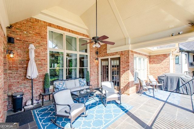 1340 Traditions Way, Jefferson, GA 30549 - view of patio / terrace featuring a ceiling fan, french doors, and an outdoor living space