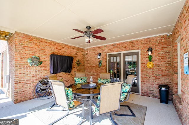 1340 Traditions Way, Jefferson, GA 30549 - view of patio / terrace with ceiling fan, outdoor dining space, and french doors