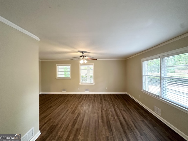 1814 Mary Lou Ln SE, Atlanta, GA 30316 - unfurnished room featuring dark wood-style flooring, ornamental molding, and visible vents