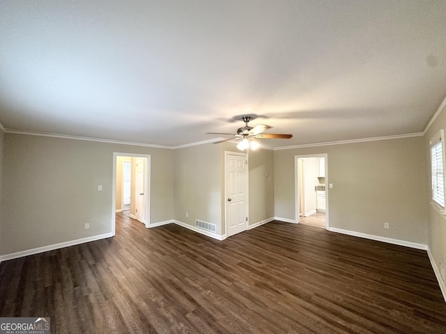 1814 Mary Lou Ln SE, Atlanta, GA 30316 - spare room featuring dark wood finished floors, visible vents, baseboards, and a ceiling fan