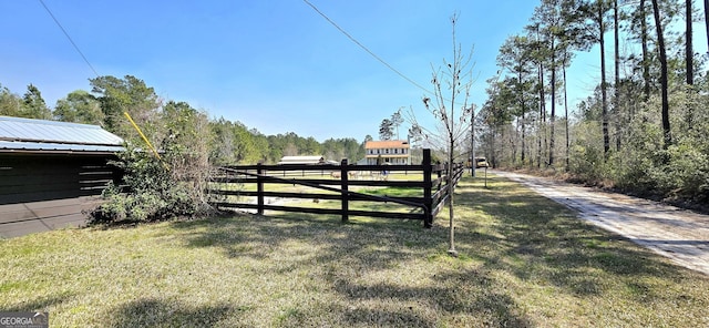 view of gate featuring fence and a lawn