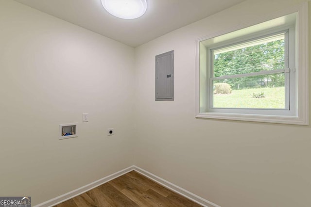 3275 Clifton Church Rd SE, Atlanta, GA 30316 - laundry room featuring electric panel, laundry area, electric dryer hookup, washer hookup, and baseboards
