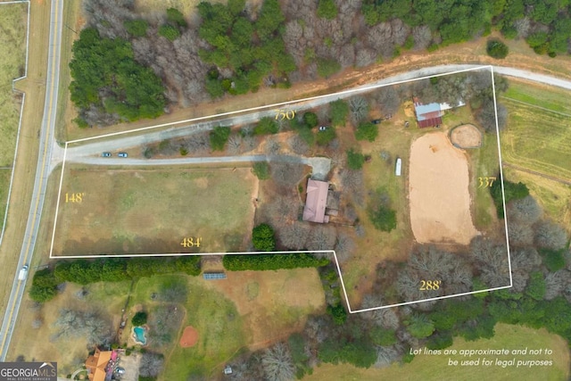 aerial view of property's location with property boundaries highlighted