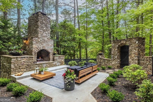 surrounding community featuring a patio area and an outdoor hangout area