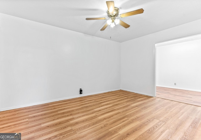 144 Bryant Rd, Cordele, GA 31015 - spare room with light wood-type flooring, baseboards, and ceiling fan