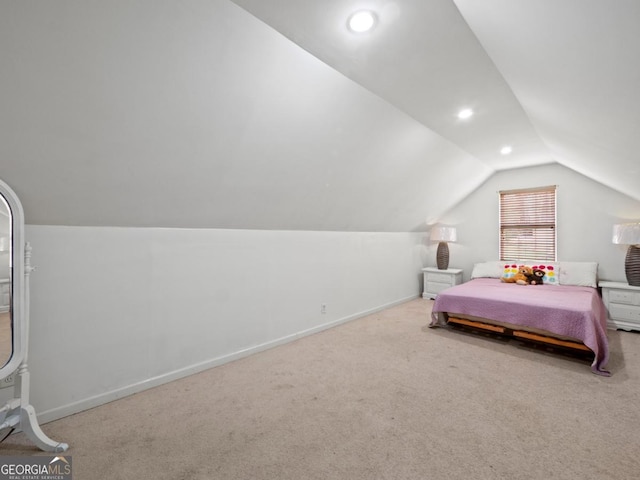 5293 Hopewell Ln, Gainesville, GA 30507 - bedroom with lofted ceiling, baseboards, carpet floors, and recessed lighting