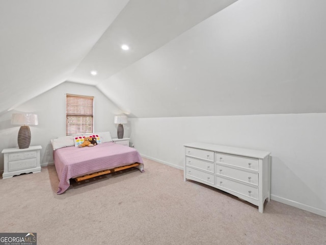 5293 Hopewell Ln, Gainesville, GA 30507 - carpeted bedroom with vaulted ceiling, baseboards, and recessed lighting