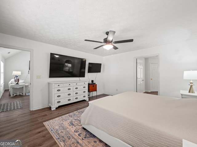 5293 Hopewell Ln, Gainesville, GA 30507 - bedroom with wood finished floors, baseboards, a textured ceiling, and a ceiling fan