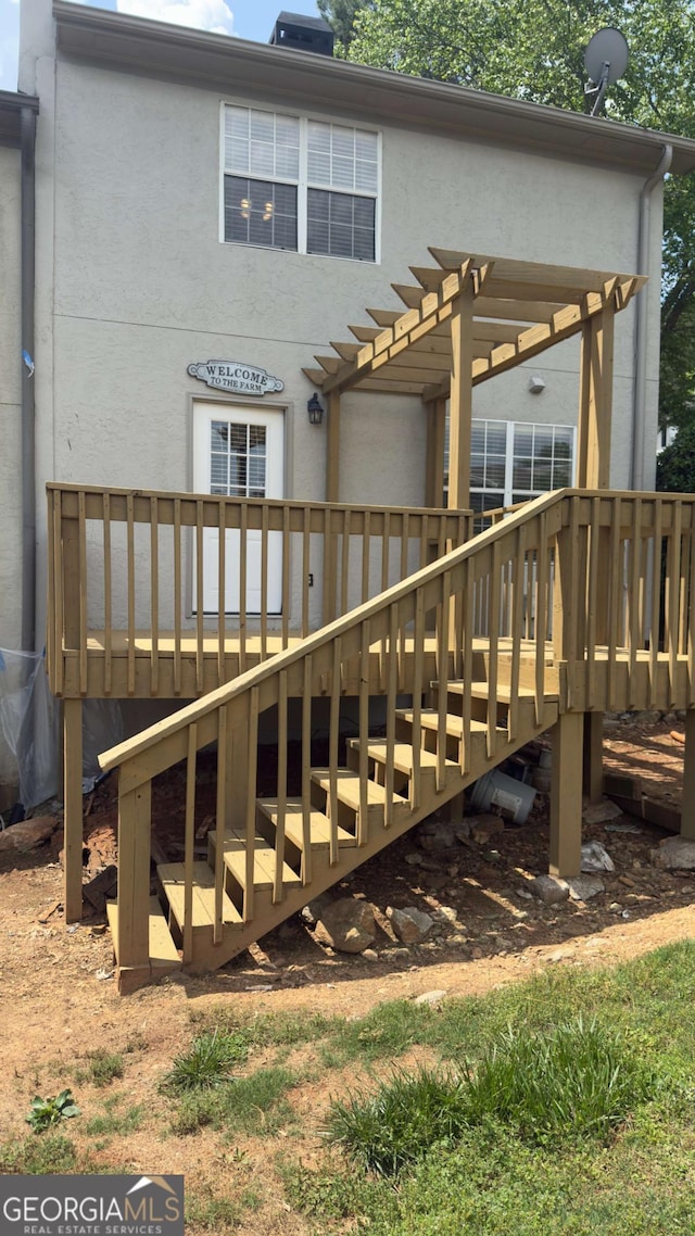 138 Tamara Ct, Athens, GA 30606 - wooden deck featuring stairway and a pergola