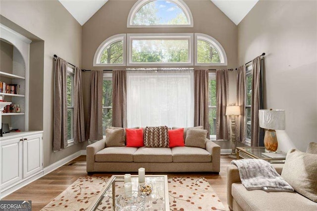 3705 Rolling Creek Dr, Buford, GA 30519 - living area with light wood-style flooring and high vaulted ceiling