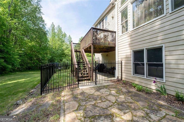 3705 Rolling Creek Dr, Buford, GA 30519 - gate featuring stairway, a patio, and a deck