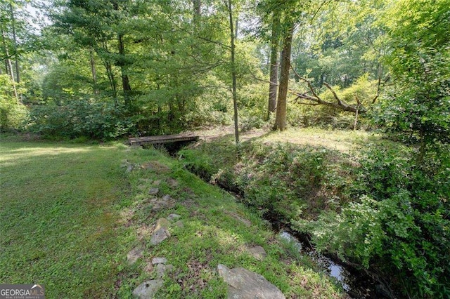 3705 Rolling Creek Dr, Buford, GA 30519 - view of grassy yard featuring a wooded view