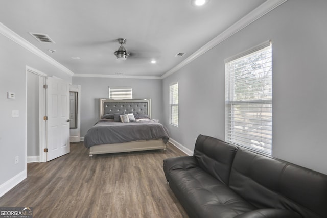 1560 Sarah M Harden Dr, Atlanta, GA 30311 - bedroom with wood finished floors, baseboards, crown molding, and recessed lighting