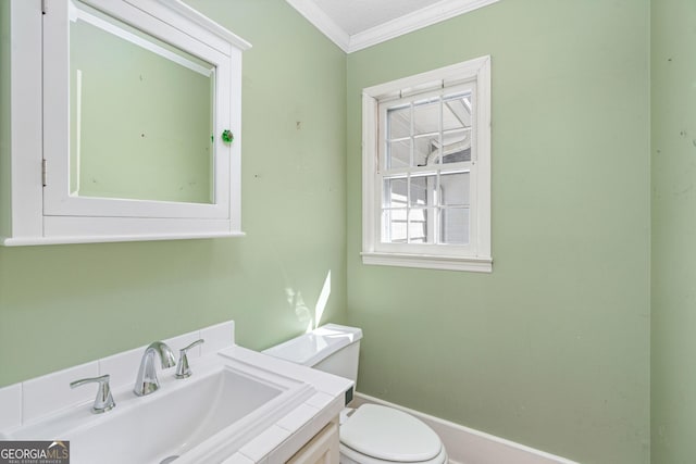 5695 Sweetbriar Trl, Macon, GA 31210 - bathroom featuring toilet, ornamental molding, and vanity