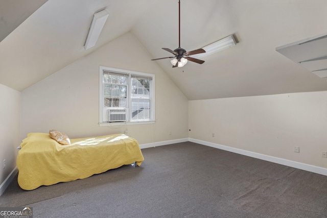 5695 Sweetbriar Trl, Macon, GA 31210 - bedroom featuring carpet floors, lofted ceiling, cooling unit, and baseboards