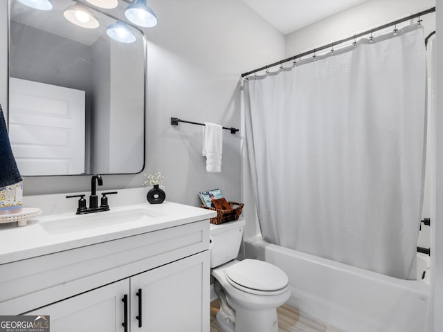 111 Walnut Ln, Williamson, GA 30292 - full bathroom featuring vanity, shower / bath combo, and toilet