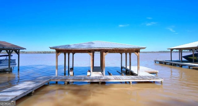 dock area featuring a water view
