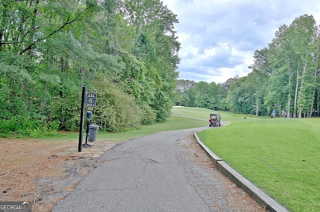 view of property's community featuring a lawn