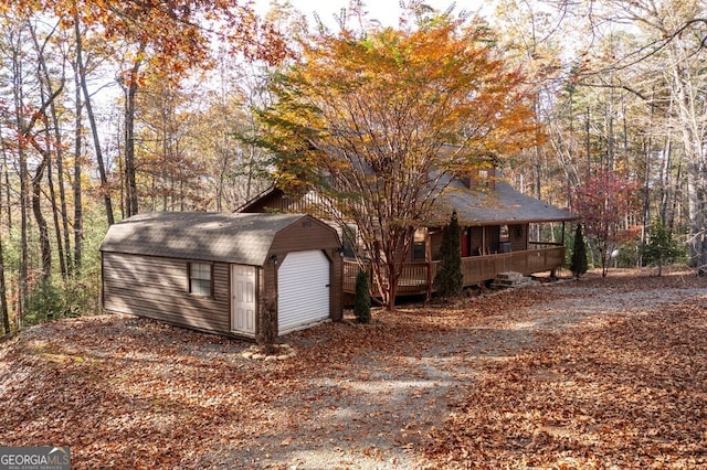 garage with a porch