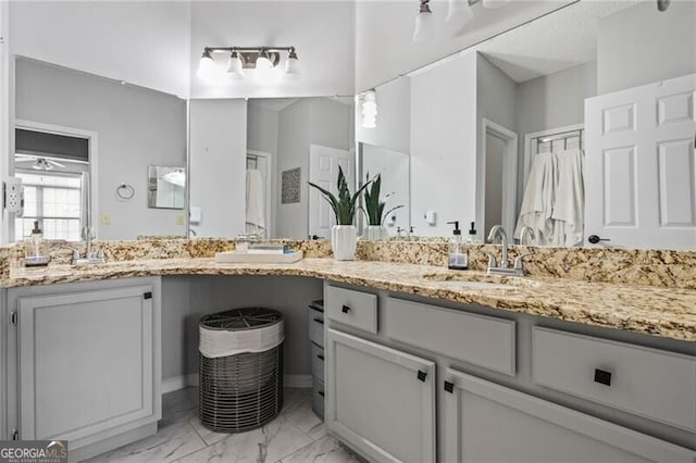 508 Vinings Forest Ct SE, Smyrna, GA 30080 - bathroom featuring marble finish floors and vanity