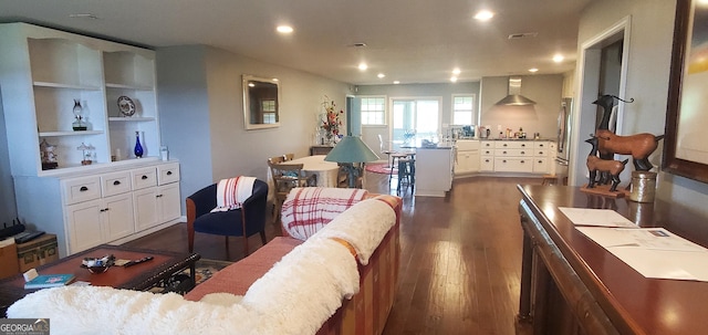 762 Old Mcleod Bridge Rd, Adrian, GA 31002 - living room with dark wood-style flooring and recessed lighting