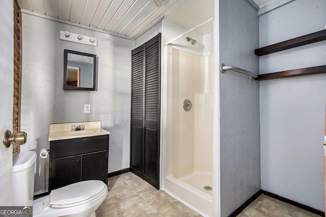 1795 Hutcheson Ferry Rd, Whitesburg, GA 30185 - full bath with toilet, a stall shower, vanity, and tile patterned floors