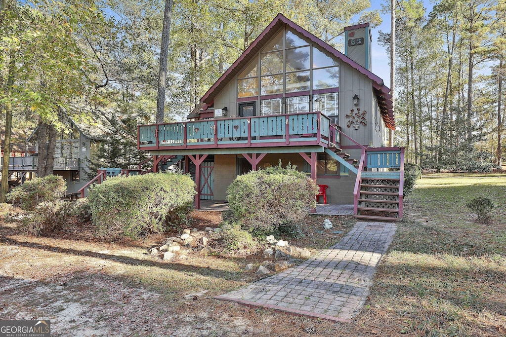 83 St Moritz Dr, Pine Mountain, GA 31822 - rear view of property featuring stairs and a deck