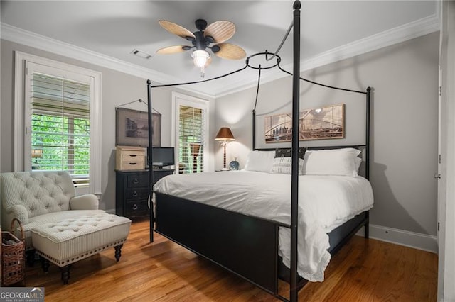 15 Sconti Knoll Dr, Jasper, GA 30143 - bedroom featuring crown molding, wood finished floors, ceiling fan, and baseboards