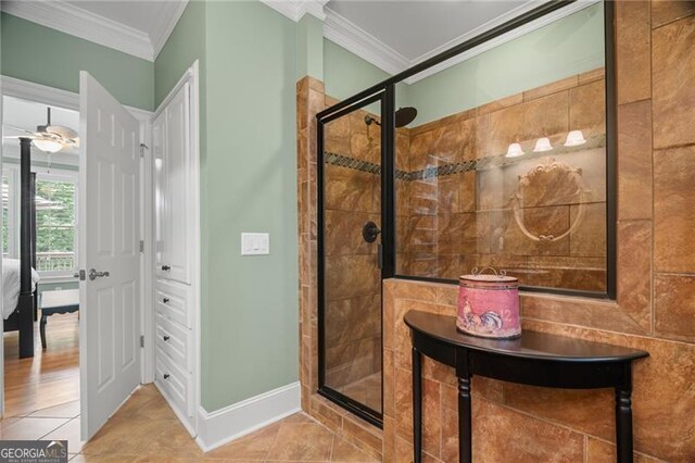 15 Sconti Knoll Dr, Jasper, GA 30143 - full bathroom with ornamental molding, a stall shower, tile patterned floors, and baseboards