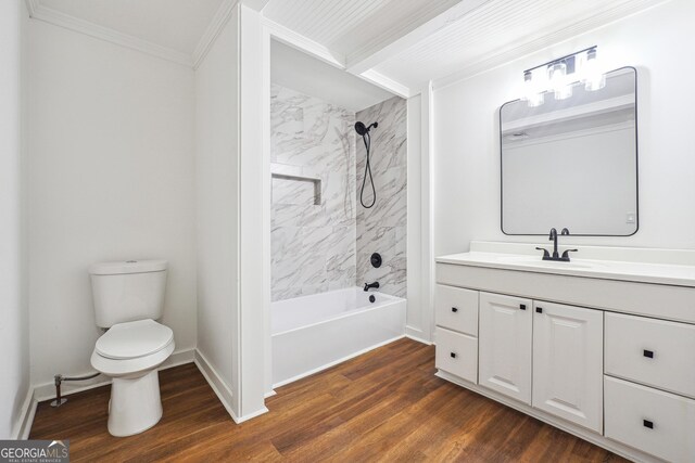3708 Canadian Way, Tucker, GA 30084 - full bathroom with ornamental molding, wood finished floors, toilet, vanity, and  shower combination