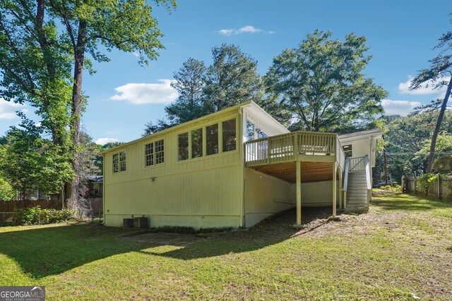 3708 Canadian Way, Tucker, GA 30084 - back of house with a deck, stairway, and central AC unit