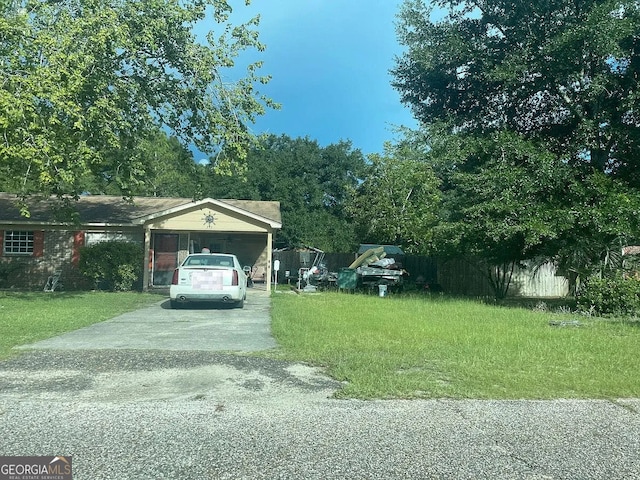 view of yard featuring concrete driveway