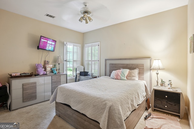 132 Eagles Club Dr, Stockbridge, GA 30281 - bedroom with carpet floors and ceiling fan