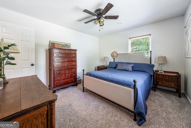 bedroom with carpet floors and ceiling fan