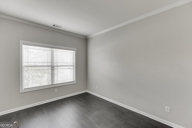 9565 Rushmore Cir, Braselton, GA 30517 - spare room with baseboards, dark wood-style flooring, and ornamental molding